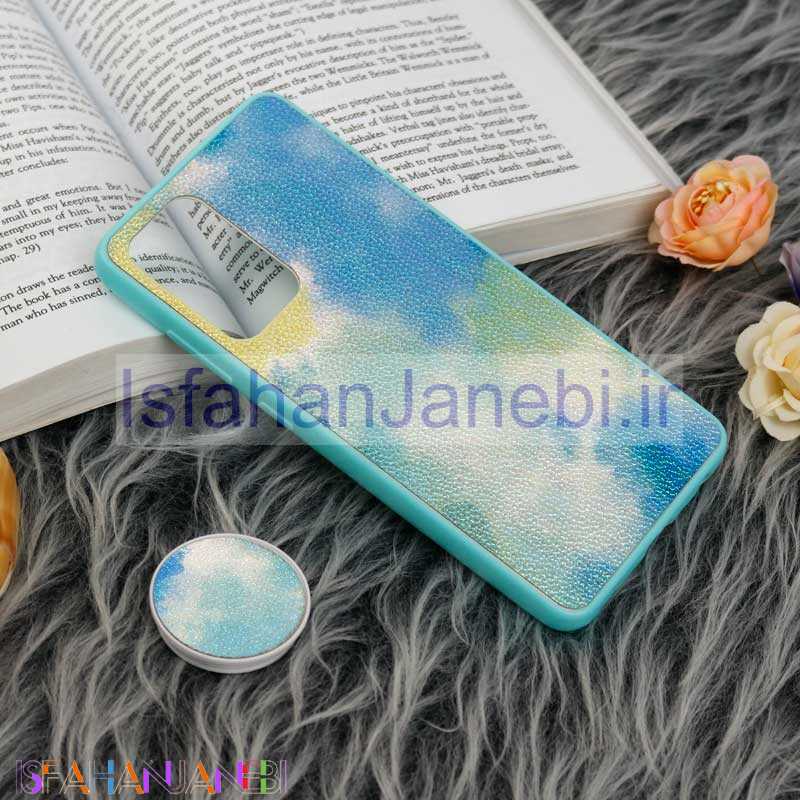اصفهان جانبی-قاب چرمی هولوگرامی پاپ سوکت دار Samsung Galaxy A52 / A52s سبز آبی