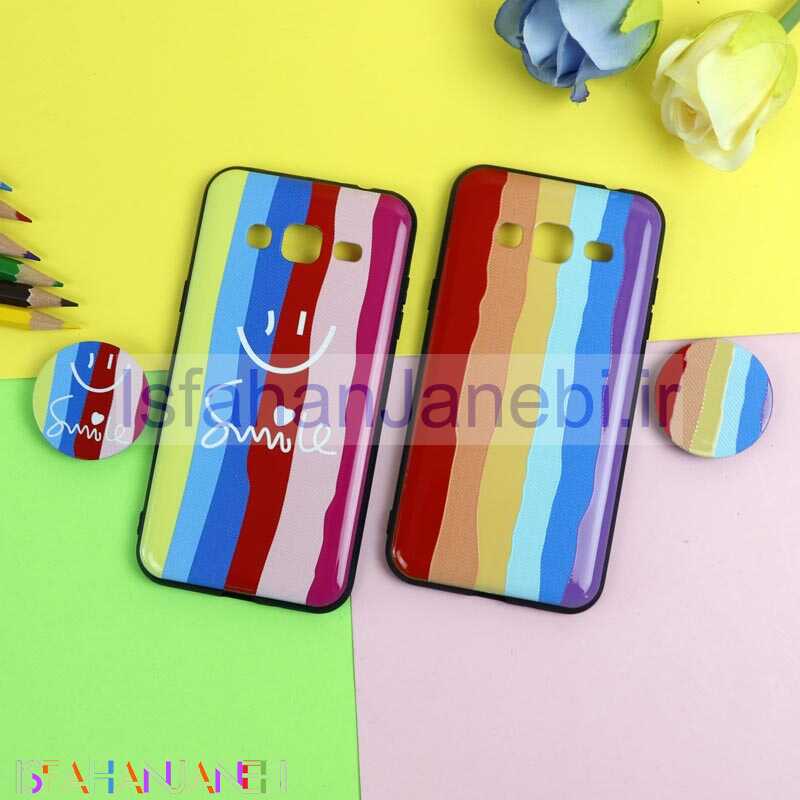 اصفهان جانبی-قاب فانتزی برجسته + پاپ سوکت طرح رنگین کمان سامسونگ J3 2016 سری D