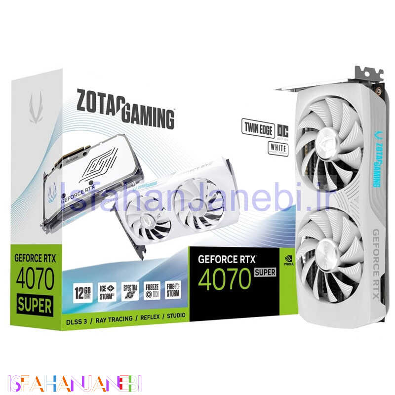 اصفهان جانبی-کارت گرافیک Zotac Gaming GeForce RTX 4070 SUPER Twin Edge OC White Edition 12GB GDDR6X 192Bit