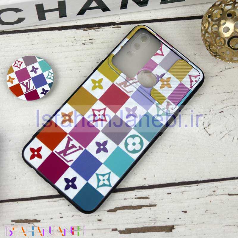 اصفهان جانبی-قاب طرحدار محافظ لنزدار کشویی + پاپ سوکت طرح LV رنگی سامسونگ A10s سری B