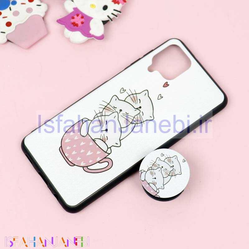 اصفهان جانبی-قاب فانتزی برجسته + پاپ سوکت طرح گربه سامسونگ A12 سری D