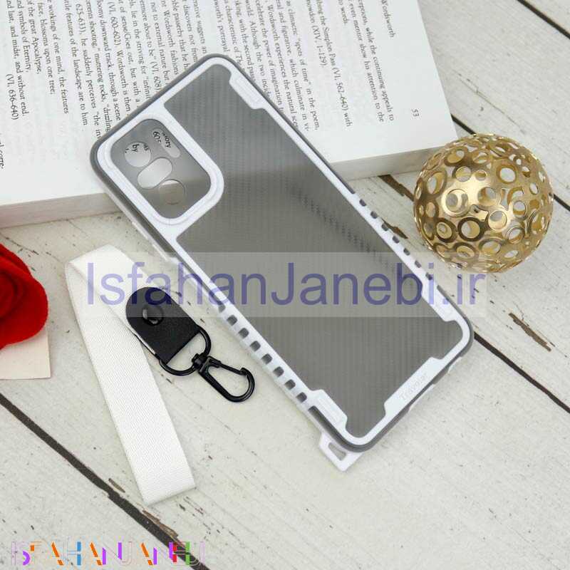 اصفهان جانبی-قاب PC Carbon محافظ لنز دار + بند آویز Xiaomi Redmi Note 10 4G