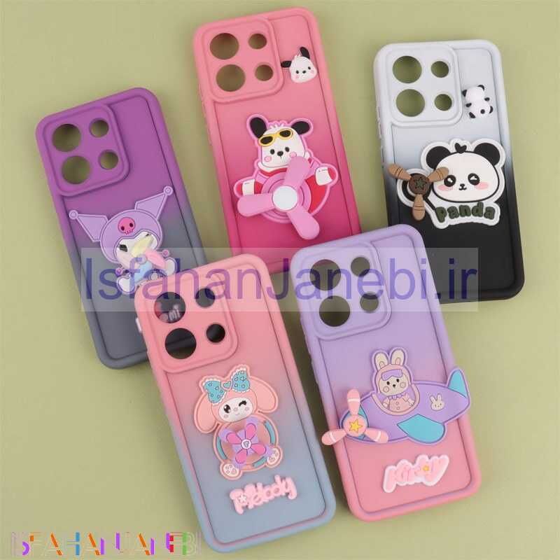 اصفهان جانبی-قاب سیلیکونی شیائومی Redmi Note 13 4G اسپینردار محافظ لنزدار دورنگ