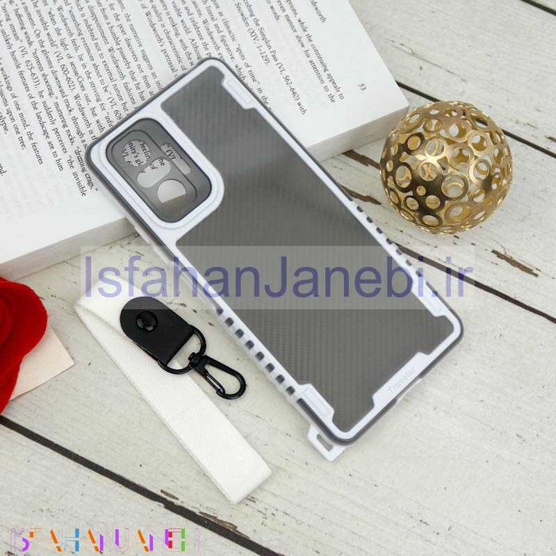 اصفهان جانبی-قاب PC Carbon محافظ لنز دار + بند آویز Xiaomi Redmi Note 10 Pro