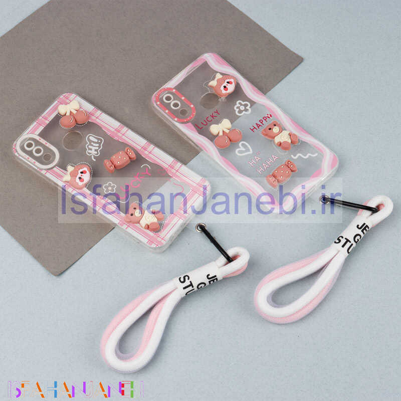 اصفهان جانبی-قاب ژله ای عروسک برجسته محافظ لنزدار + بند آویز لنیارد Samsung Galaxy A10s