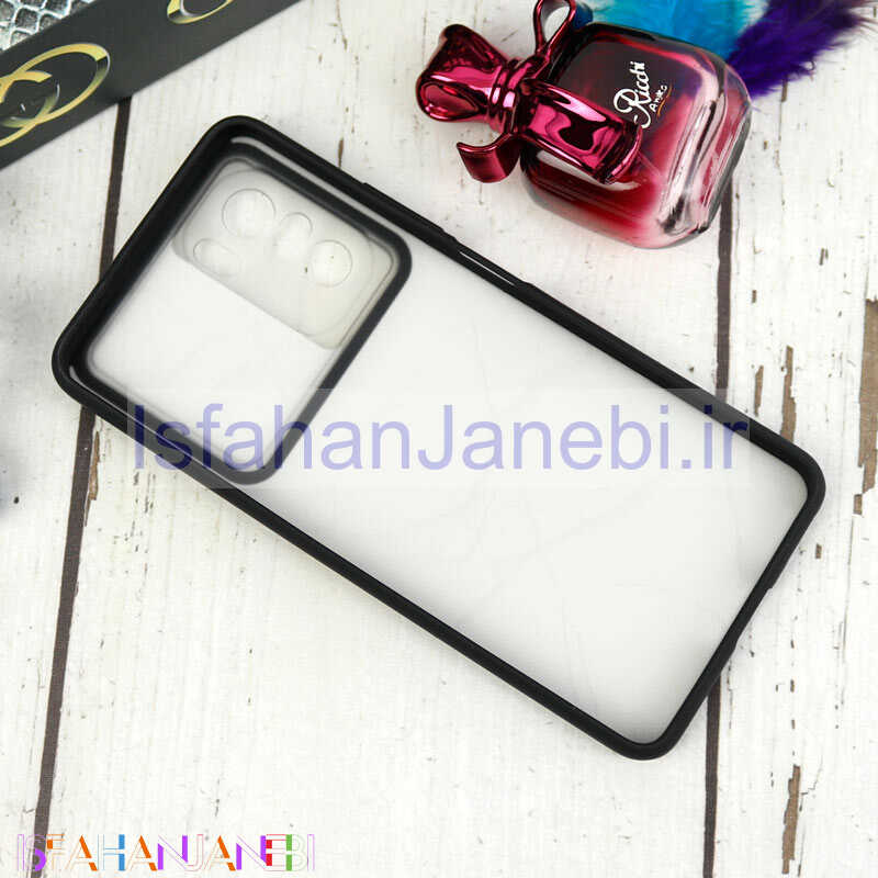 اصفهان جانبی-قاب طرحدار محافظ لنزدار کشویی + پاپ سوکت طرح سنگی مشکی شیائومی Poco F3 سری C