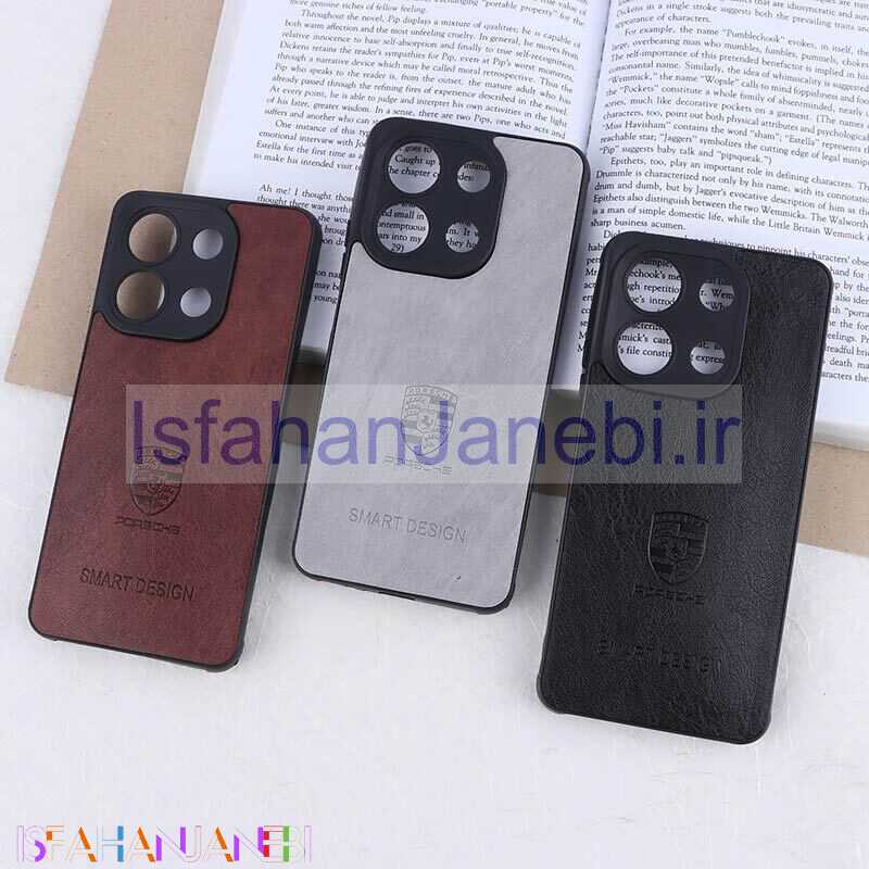 اصفهان جانبی-قاب چرمی Smart Design شیائومی Redmi Note 13 4G طرح Porsche محافظ لنزدار