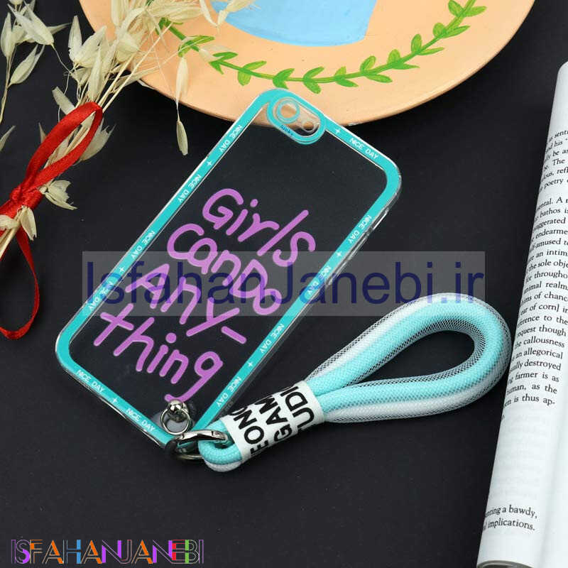 اصفهان جانبی-قاب طرحدار Girls Can Do محافظ لنزدار + بند آویز لنیارد iPhone 6/6s