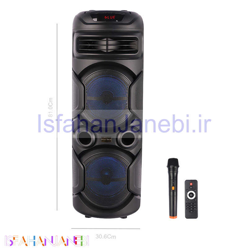 اصفهان جانبی-اسپیکر چمدانی بلوتوثی رم و فلش خور Royal sound RS-D40 + میکروفون و ریموت کنترل