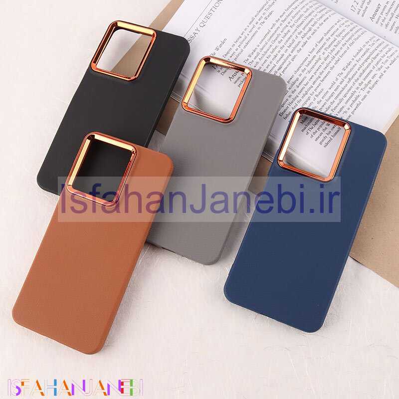 اصفهان جانبی-قاب چرمی ژله ای شیائومی Redmi 13C / Poco C65 دور محافظ متال