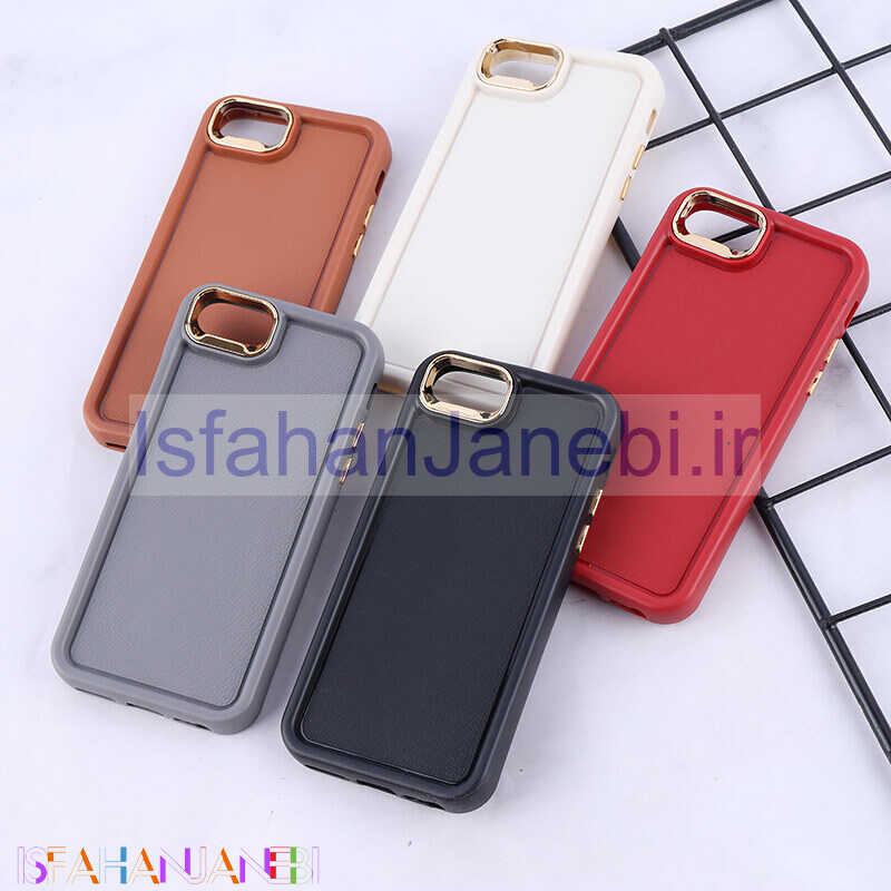 اصفهان جانبی-قاب سولید چرمی آیفون iPhone 6 / 6s دور محافظ متال