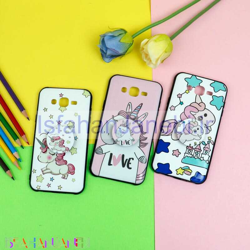 اصفهان جانبی-قاب فانتزی برجسته + پاپ سوکت طرح یونیکورن سامسونگ J7 سری D