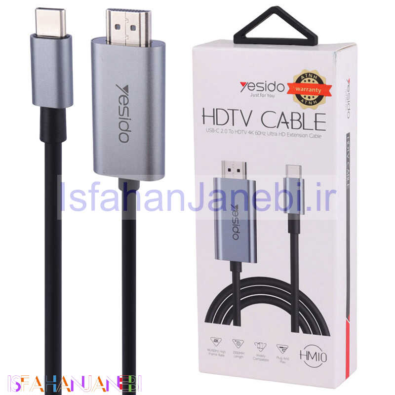 اصفهان جانبی-کابل تبدیل Type-C به HDMI یسیدو HM10 طول 2 متر