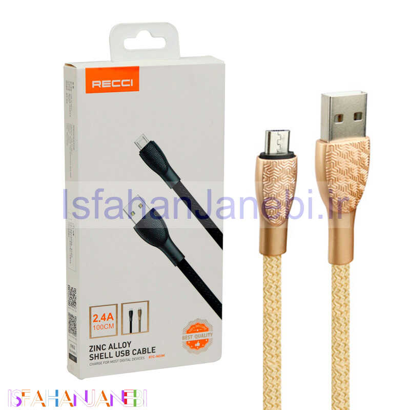 اصفهان جانبی-کابل میکرو یو اس بی فست شارژ Recci RTC-N03M 2.4A 1m