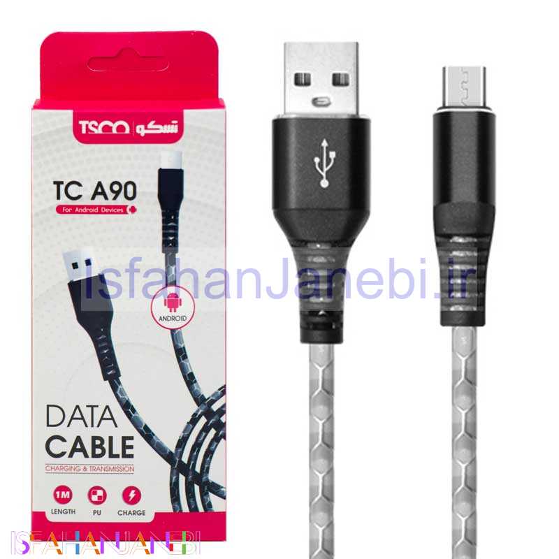 اصفهان جانبی-کابل میکرو یو اس بی TSCO TC A90 1m روکش دار خاکستری