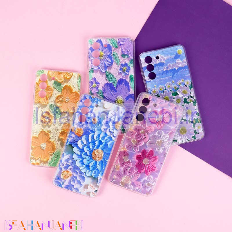 اصفهان جانبی-قاب ژله ای طرحدار گل برجسته محافظ لنزدار Samsung Galaxy S21 FE 5G