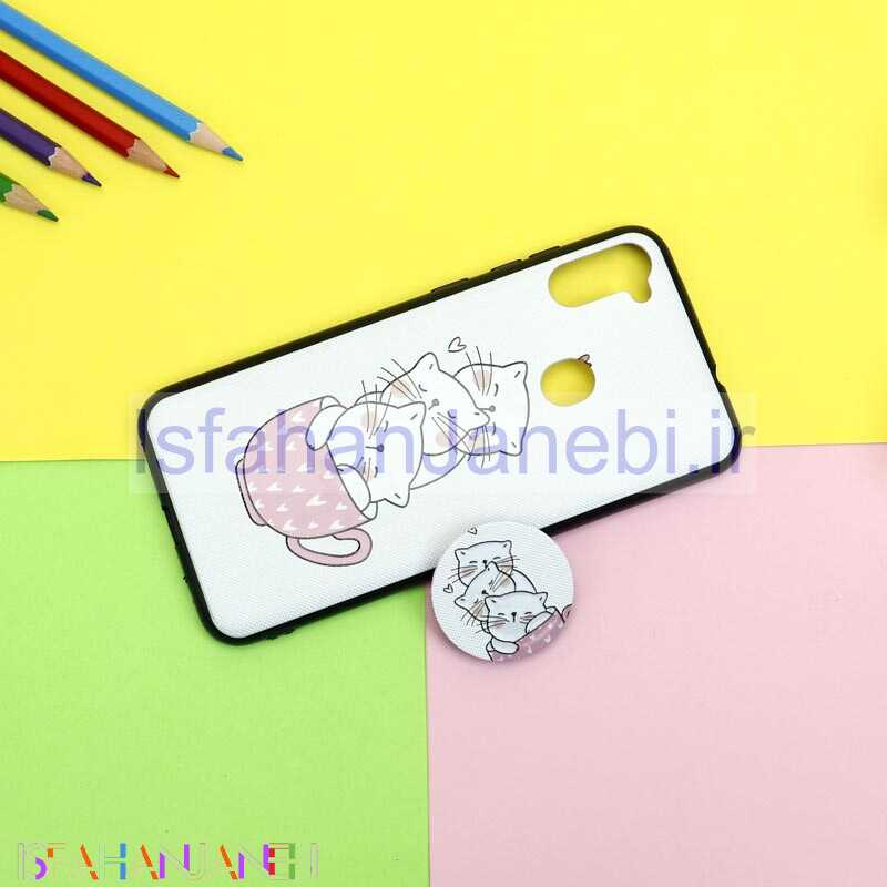 اصفهان جانبی-قاب فانتزی برجسته + پاپ سوکت طرح گربه سامسونگ A11 سری D