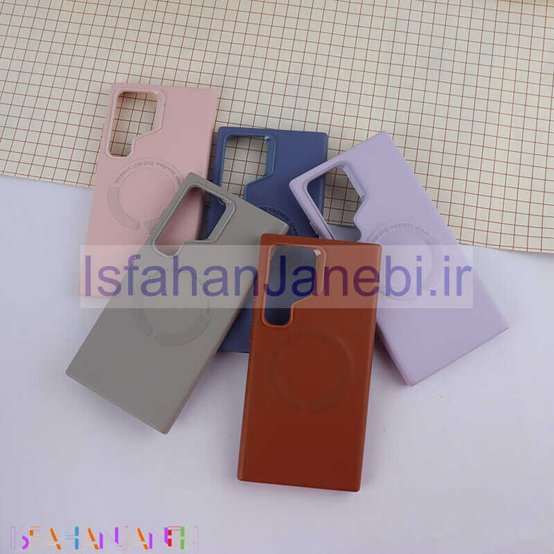 اصفهان جانبی-قاب چرمی مگ سیف Leather سامسونگ Galaxy S24 Ultra