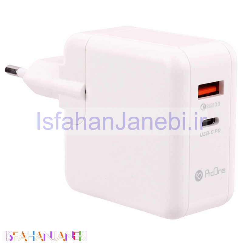 اصفهان جانبی-شارژر دیواری 45 وات پرووان PWC535 QC3.0 PD 3A
