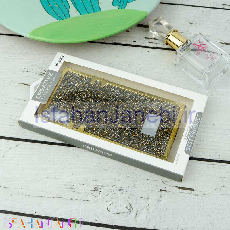 اصفهان جانبی-قاب شاینی Swarovski صندوقی iPhone X/XS
