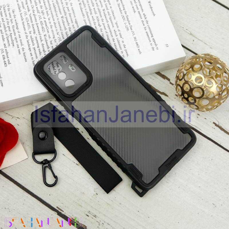 اصفهان جانبی-قاب PC Carbon محافظ لنز دار + بند آویز Xiaomi Poco X3 GT