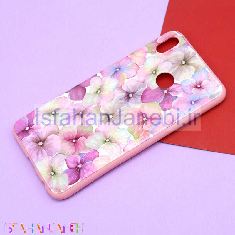 اصفهان جانبی-قاب فانتزی برجسته صورتی طرح گل هواوی Honor 8x