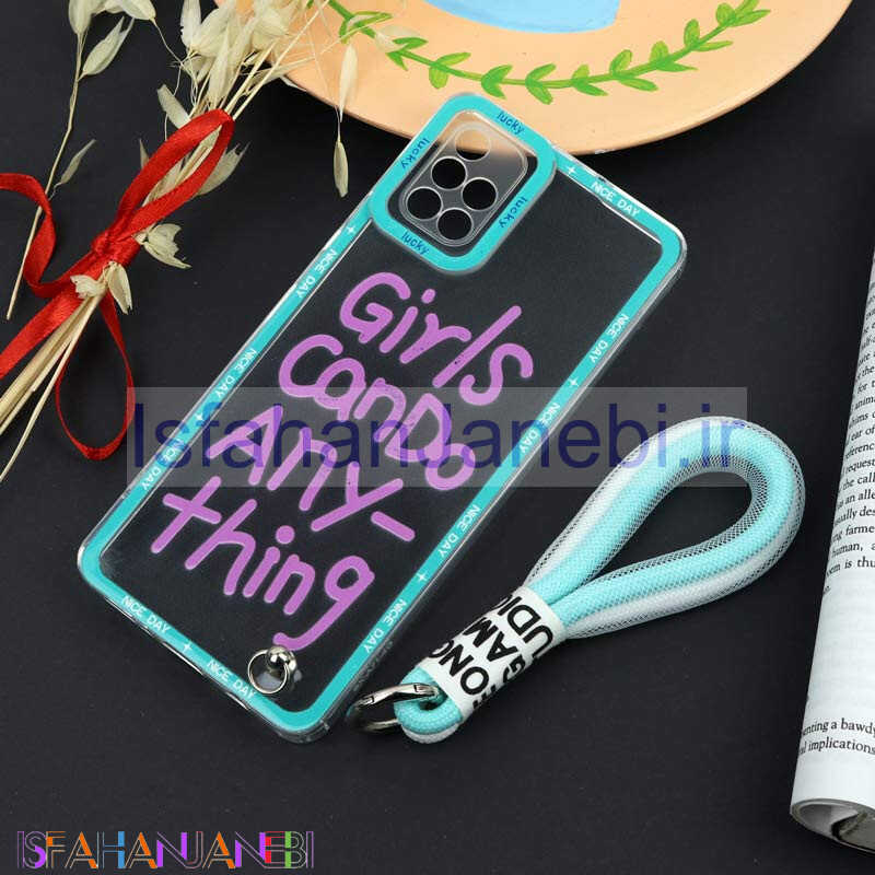 اصفهان جانبی-قاب طرحدار Girls Can Do محافظ لنزدار + بند آویز لنیارد Samsung Galaxy A71