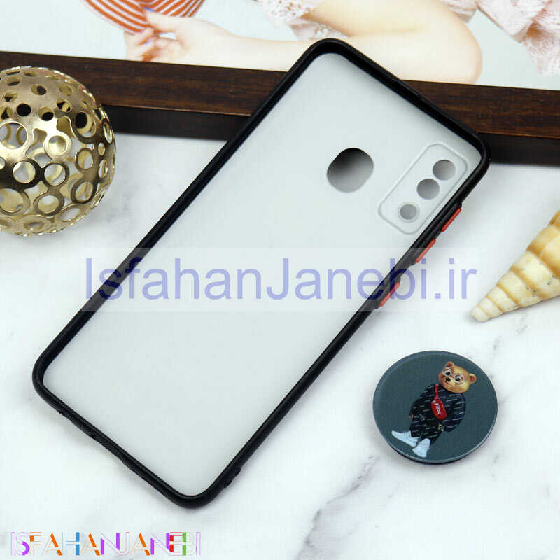 اصفهان جانبی-قاب PC محافظ لنز دار طرح Baron + پاپ سوکت Samsung Galaxy A20 / A30