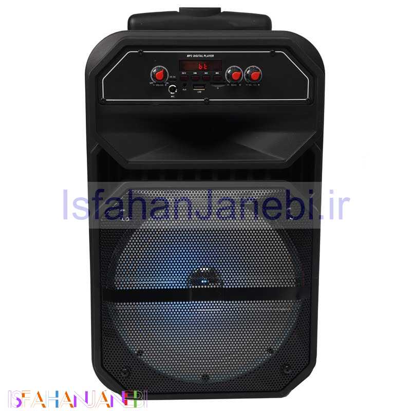 اصفهان جانبی-اسپیکر چمدانی بلوتوثی رم و فلش خور JBK-0809 + میکروفون و ریموت کنترل