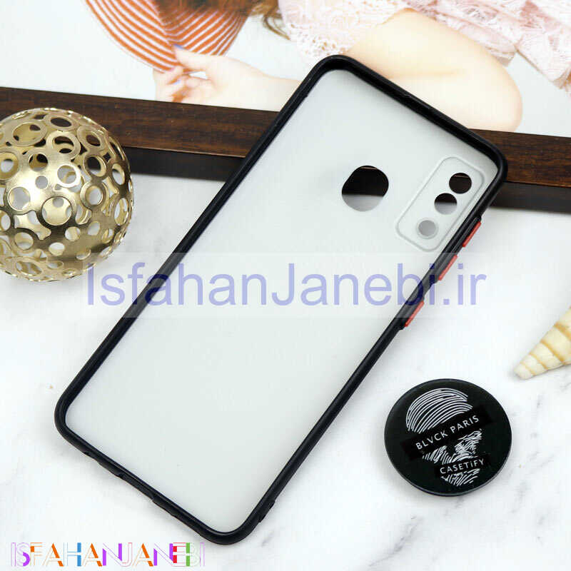 اصفهان جانبی-قاب PC محافظ لنز دار طرح Blvck + پاپ سوکت Samsung Galaxy A20 / A30