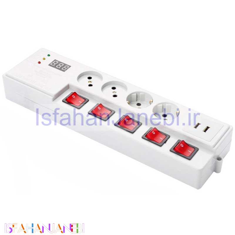 اصفهان جانبی-محافظ دیجیتال USB دار پارت الکتریک با کابل 5 متری مدل PE5205