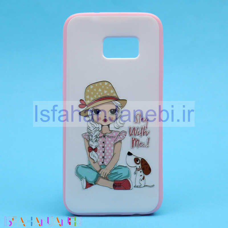 اصفهان جانبی-قاب فانتزی برجسته صورتی طرح دختر سامسونگ S7