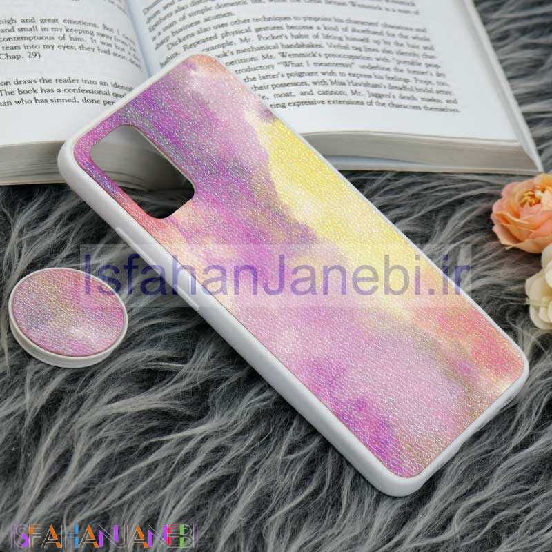 اصفهان جانبی-قاب چرمی هولوگرامی پاپ سوکت دار Samsung Galaxy A02s سفید