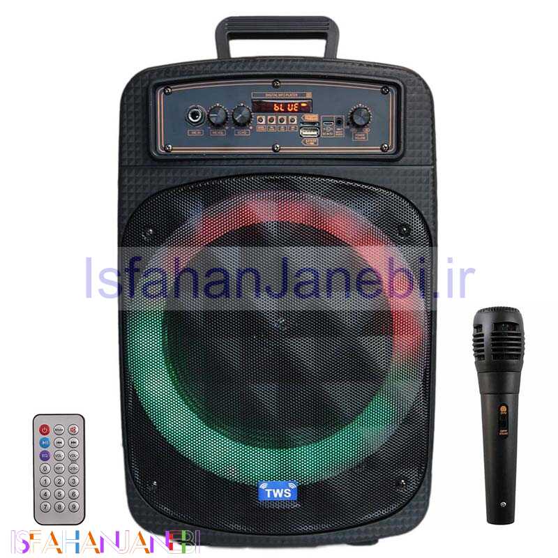 اصفهان جانبی-اسپیکر چمدانی بلوتوثی رم و فلش خور ND-W98 + میکروفون و ریموت کنترل