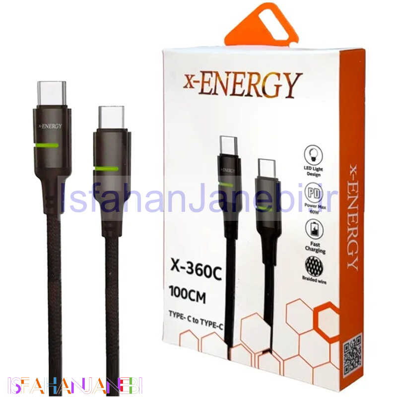 اصفهان جانبی-کابل تبدیل فست شارژ X-Energy X-360C Type-C To Type-C PD 60W 1m