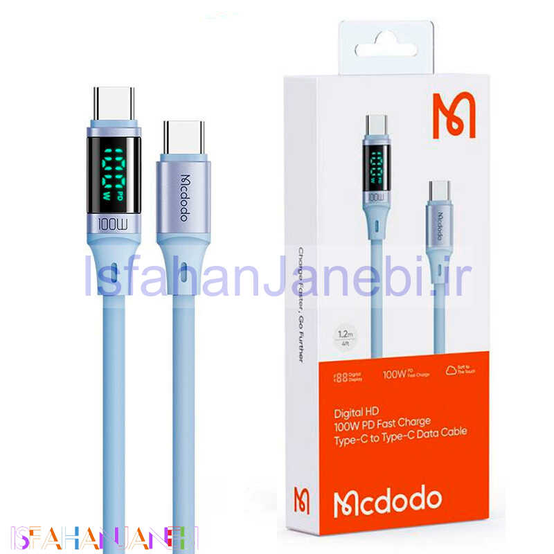 اصفهان جانبی-کابل تبدیل فست شارژ Mcdodo CA-1942 Type-C To Type-C PD 100W 5A 1.2m