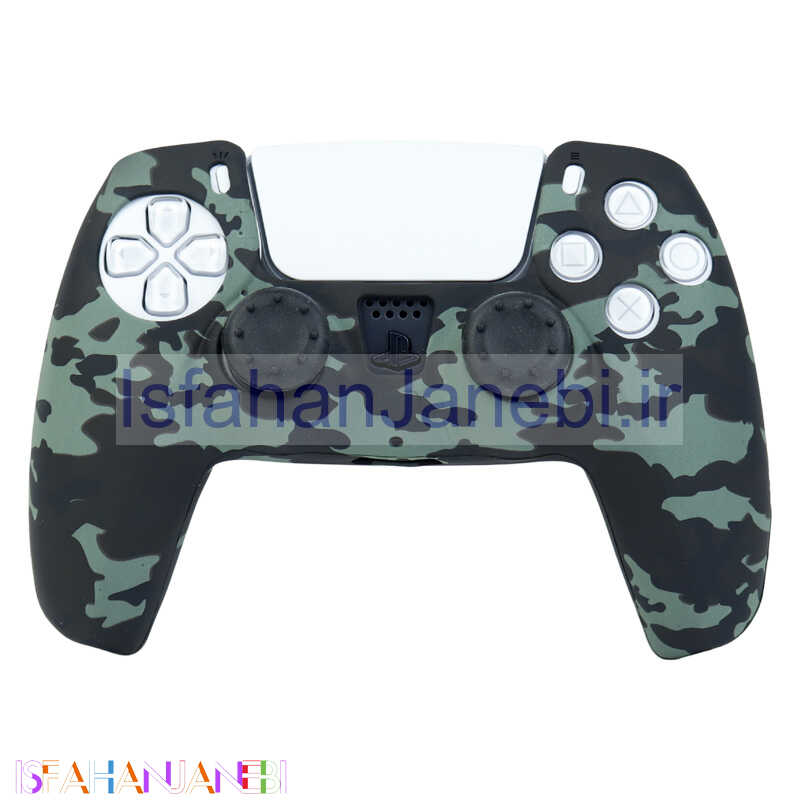اصفهان جانبی-روکش دسته بازی PS5 طرح چریکی سبز قهوه ای کد 31 + روکش آنالوگ هدیه