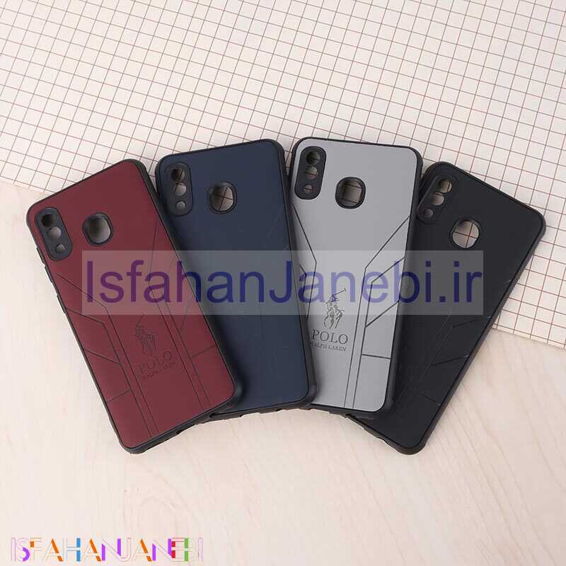 اصفهان جانبی-قاب چرمی Polo Ralph Laren سامسونگ Galaxy A20 / A30 طرح دار محافظ لنزدار