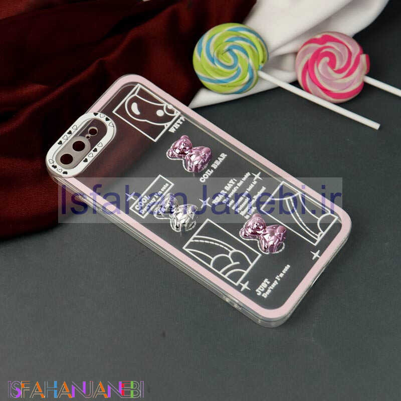 اصفهان جانبی-قاب عروسکی خرس نقره ای محافظ لنزدار iPhone 7 Plus / 8 Plus