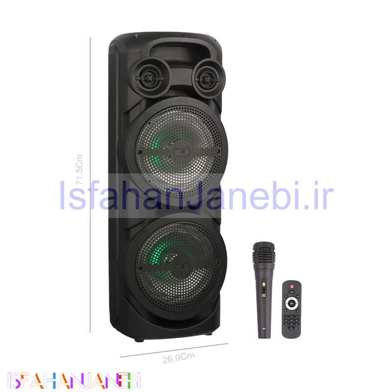 اصفهان جانبی-اسپیکر چمدانی بلوتوثی رم و فلش خور Sing-E ZQS8202S + میکروفون و ریموت کنترل
