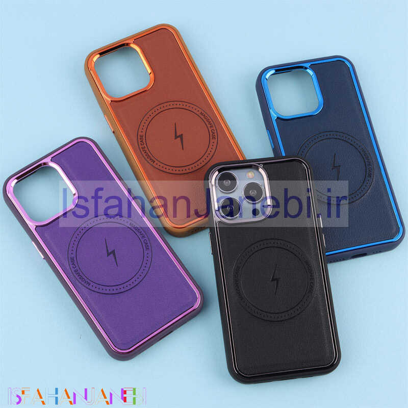 اصفهان جانبی-قاب چرمی مگ سیف آیفون iPhone 13 Pro متال ایرون
