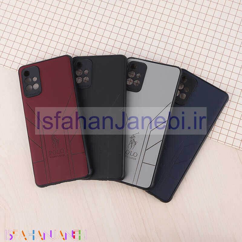 اصفهان جانبی-قاب چرمی Polo Ralph Laren سامسونگ Galaxy A71 طرح دار محافظ لنزدار