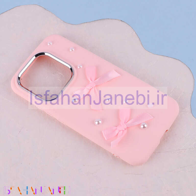 اصفهان جانبی-قاب سیلیکونی شیائومی Redmi Note 14 پاپیونی مرواریدی دور محافظ متال