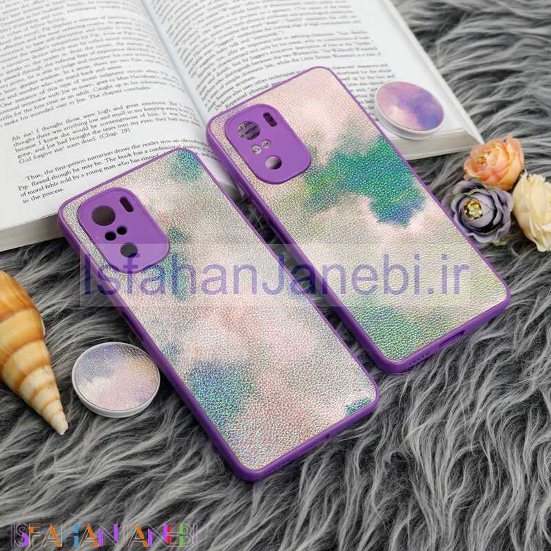 اصفهان جانبی-قاب چرمی هولوگرامی پاپ سوکت دار Xiaomi Poco F3 بنفش