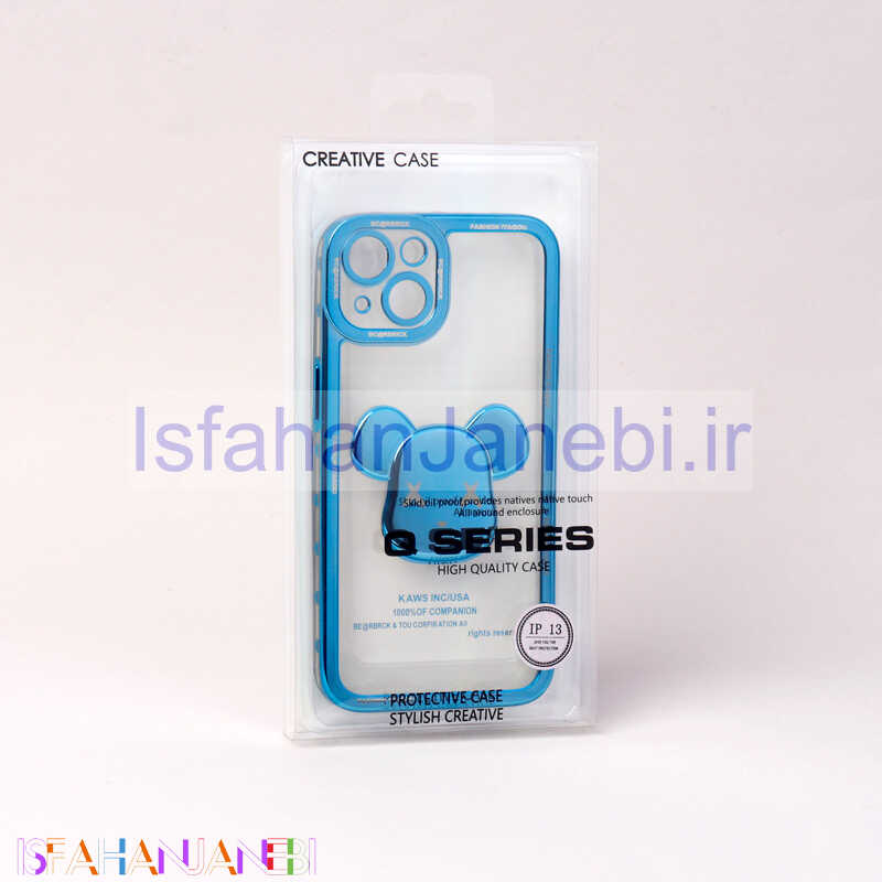اصفهان جانبی-قاب ژله ای براق طرح Bearbrick محافظ لنزدار iPhone 13