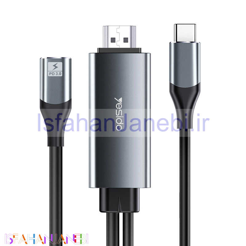 اصفهان جانبی-کابل تبدیل Yesido HM01 Type-C to HDMI 4k 1.8m