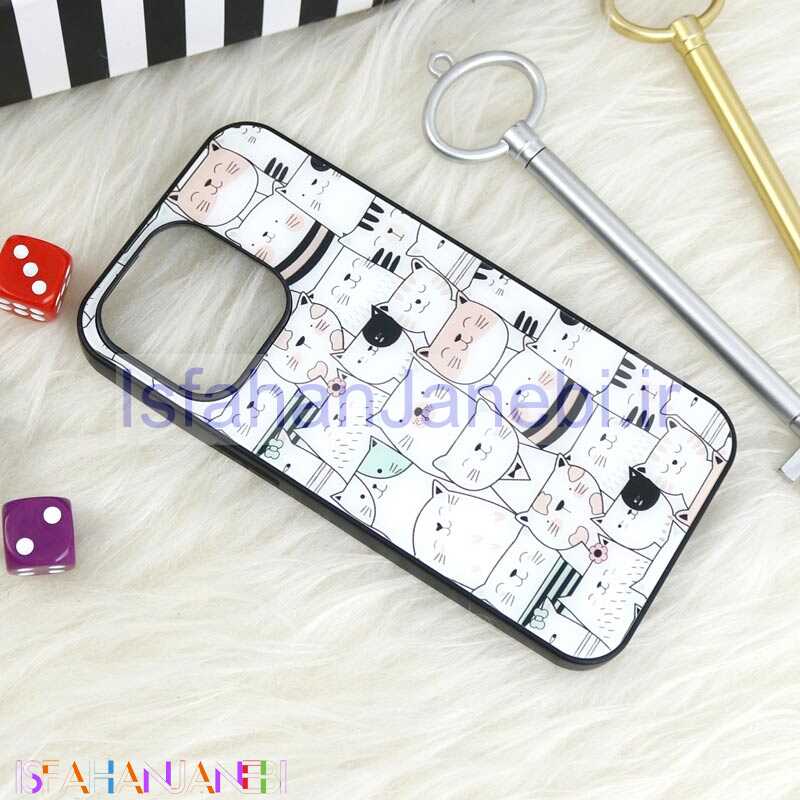 اصفهان جانبی-قاب پشت گلسی طرحدار گربه iPhone 13 Pro