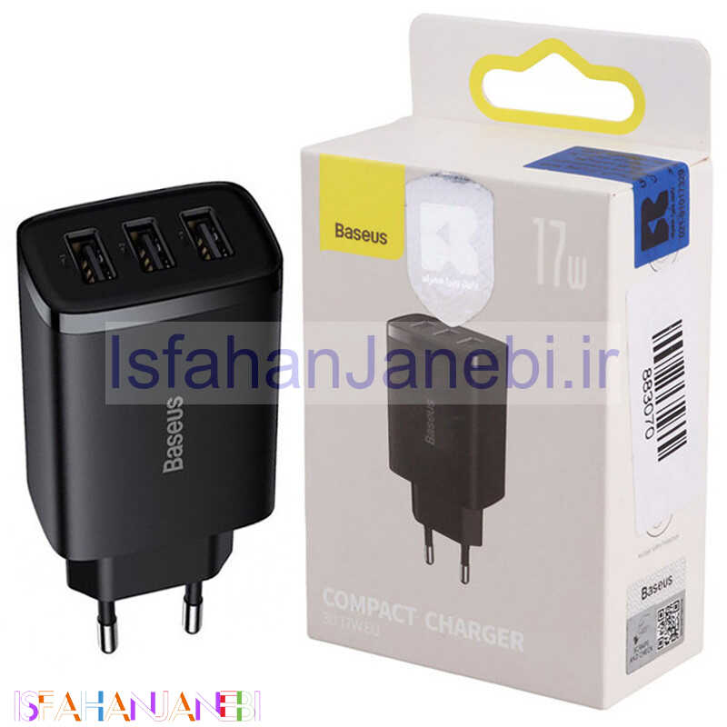 اصفهان جانبی-کلگی فست شارژ Baseus Compact CCXJ02010 3Port 12W