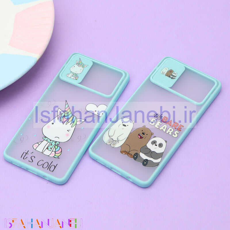 اصفهان جانبی-قاب محافظ لنز دار کشویی طرحدار سبزآبی Samsung A71