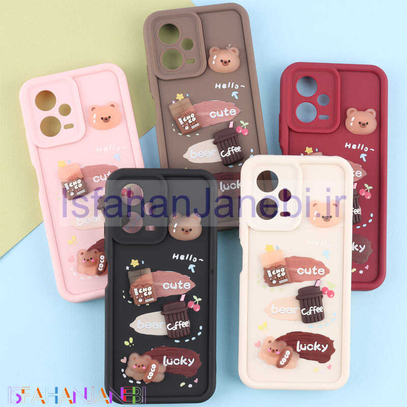 اصفهان جانبی-قاب سولید کیس عروسکی پاستیلی محافظ لنزدار Xiaomi Redmi Note 12 5G